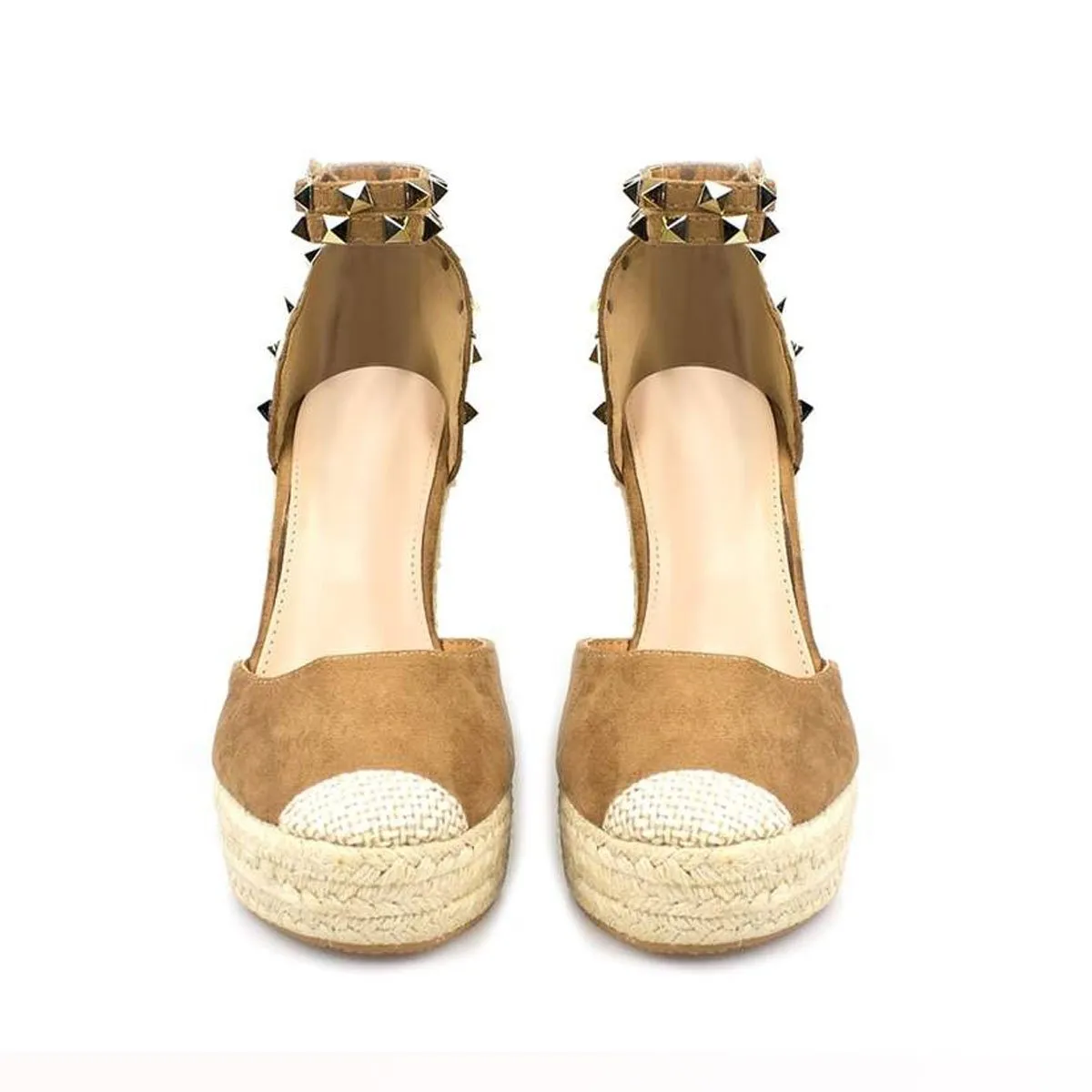 ROXIE Espadrille Wedge Studded Platform Ankle Strap Sandal