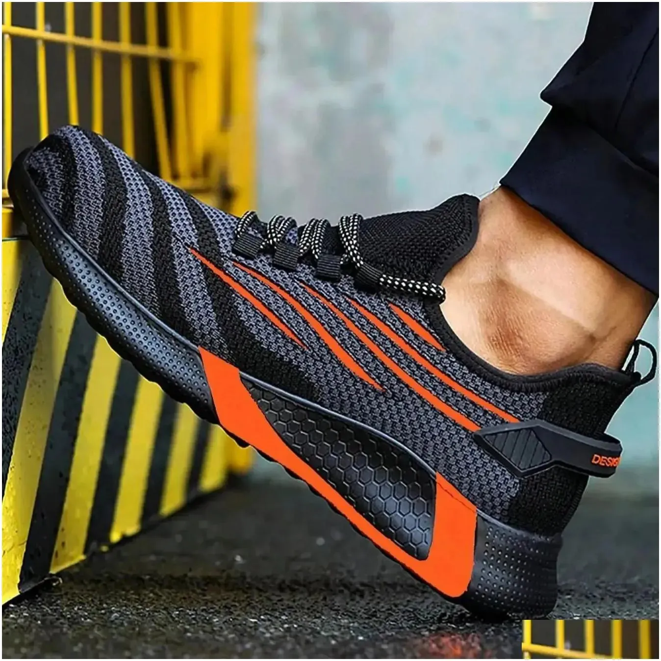 Safety Shoes Summer Breathable Mens Work Shatterproof Steel Toe Perforated Construction Sports Footwear 240606 Drop Delivery Accessori Dhret