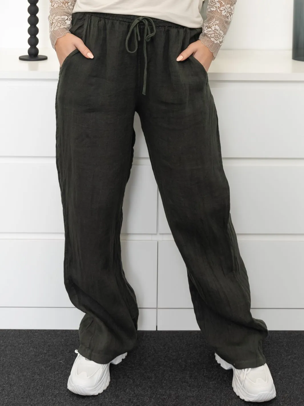 Shay hør pants dark olive