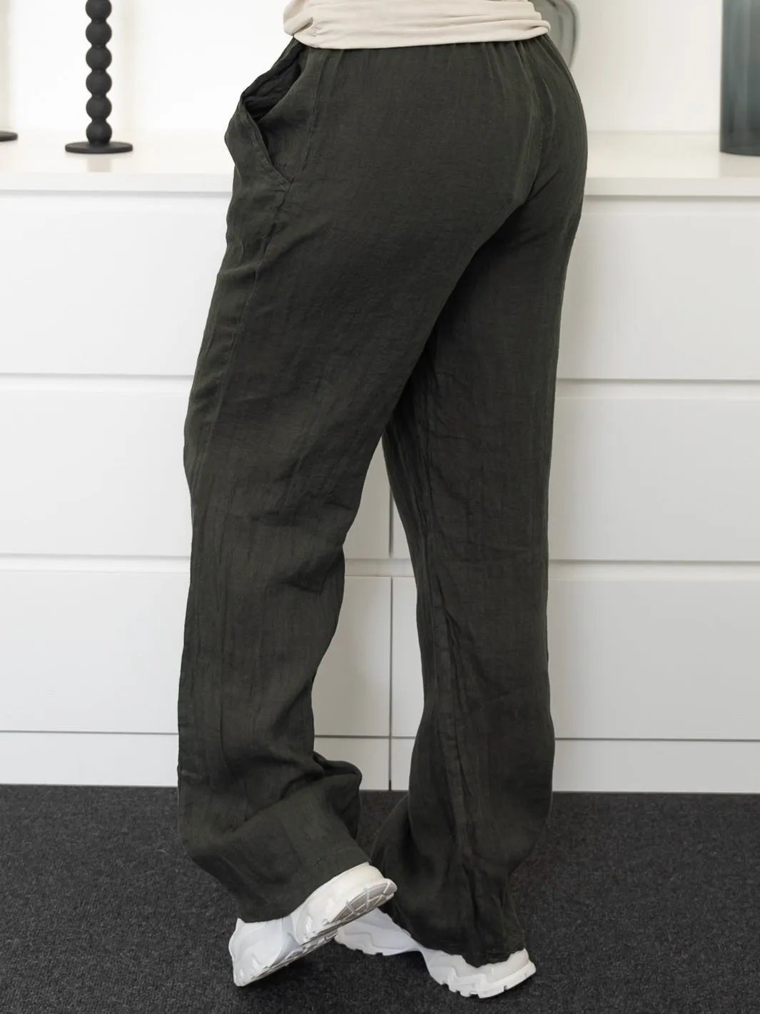 Shay hør pants dark olive