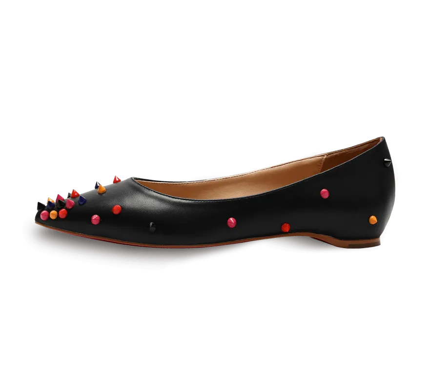 Skittle Studded Leather Flats