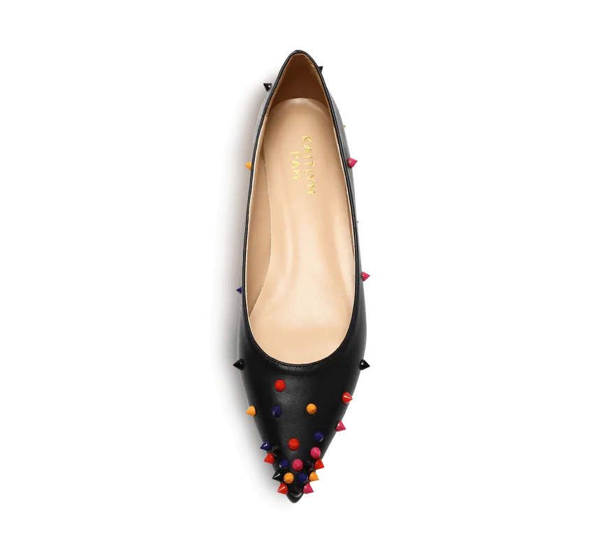 Skittle Studded Leather Flats