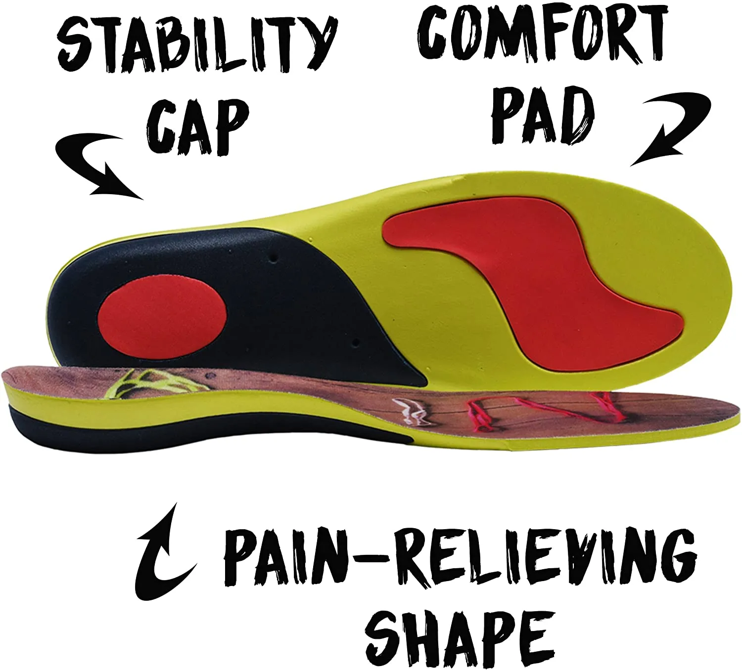 SoleLab Running Shoes Insoles with Graphics | Replacement Padded Inserts | "Run" Graphic