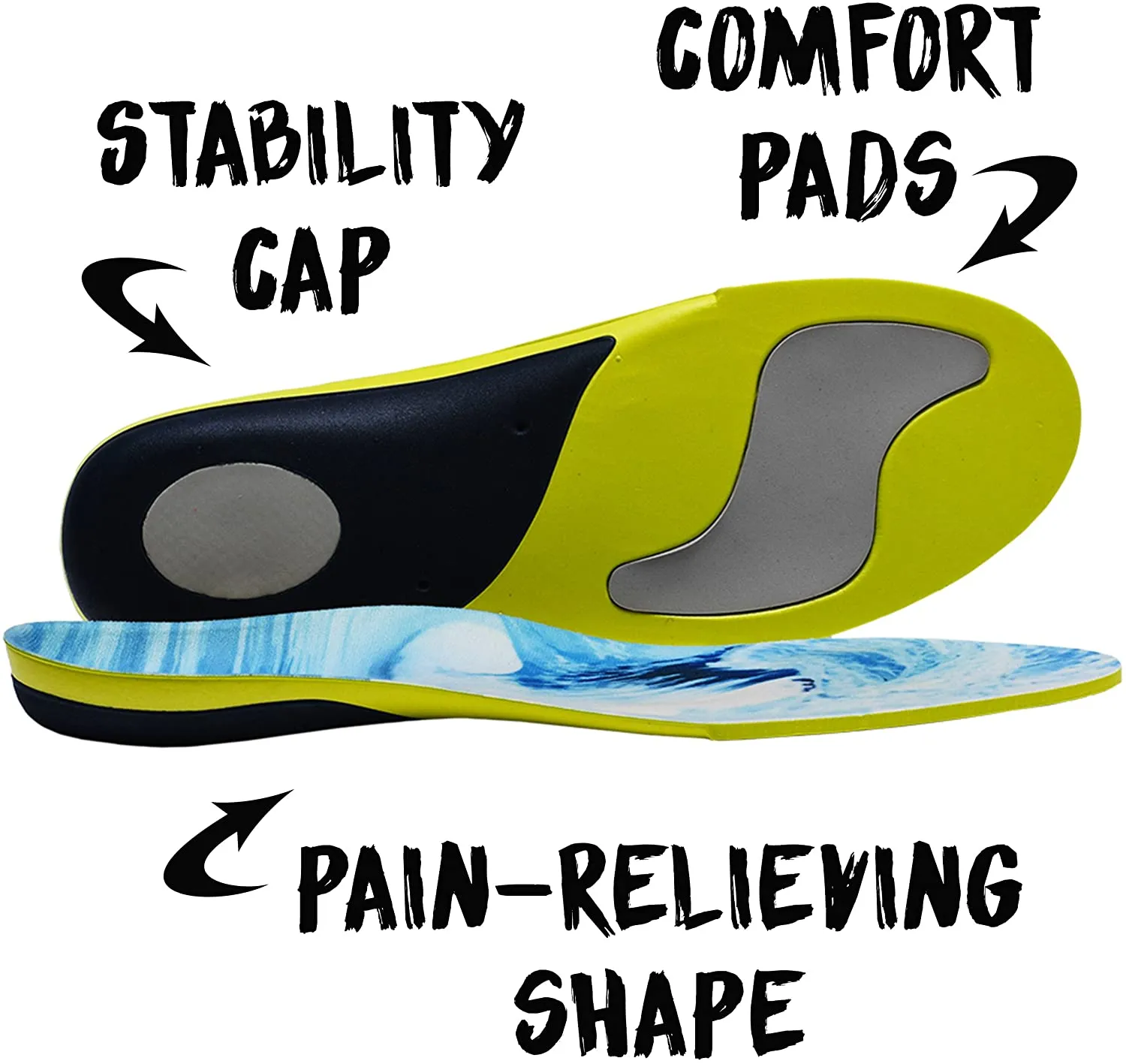 SoleLab Running Shoes Insoles with Graphics | Replacement Padded Inserts | Waves