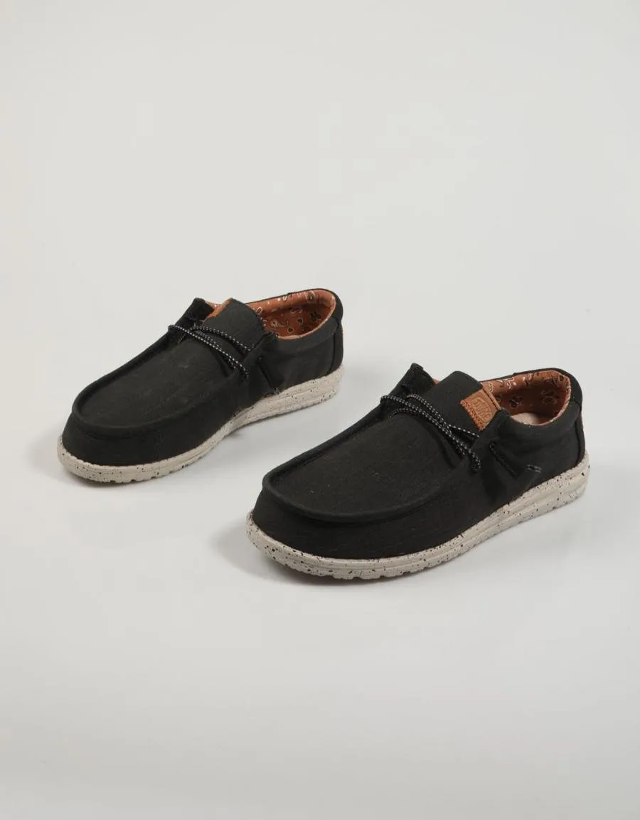  sports shoes DUDE Wally Washed Canvas en Black 83833