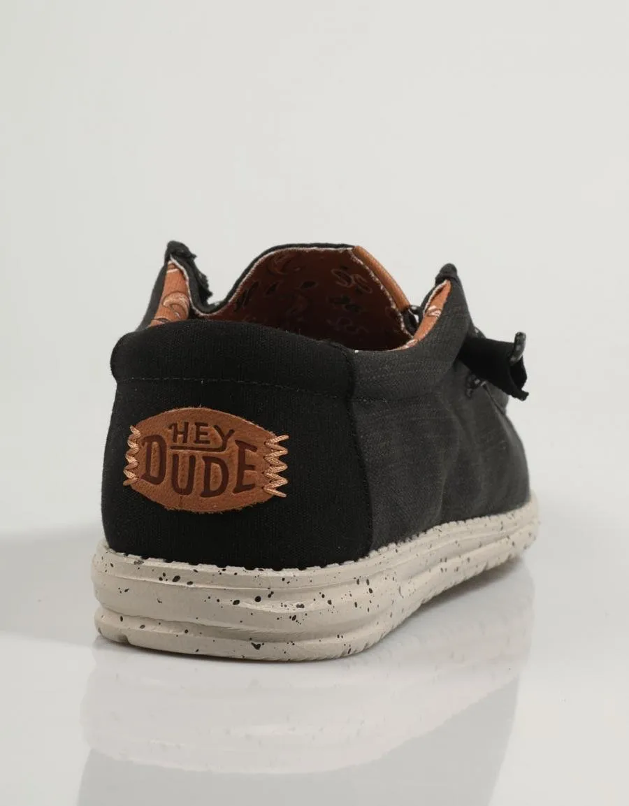  sports shoes DUDE Wally Washed Canvas en Black 83833