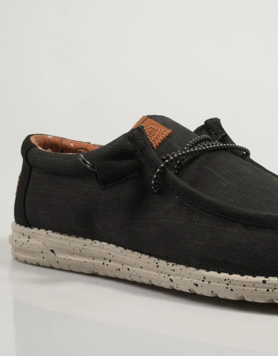  sports shoes DUDE Wally Washed Canvas en Black 83833