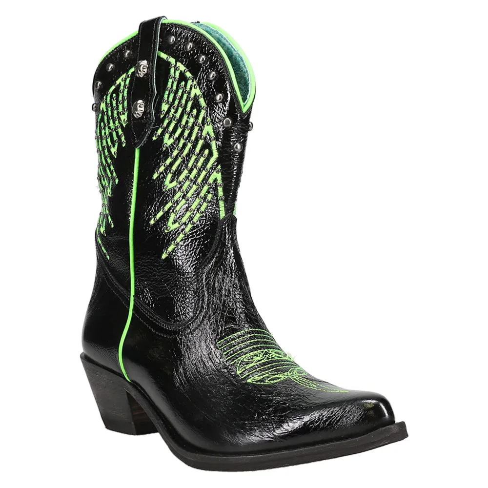 Studded Embroidery Pointed Toe Zippered Cowboy Boots