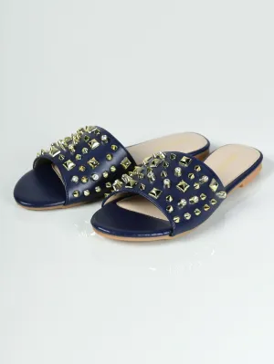 Studded Slides - Blue