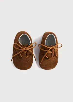 Suede Oxford Pram Booties in Brown (17-20EU)