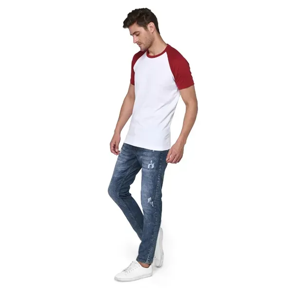 SXV Solid Dual Color Raglan Sleeve T-Shirt For Men (Maroon-White)