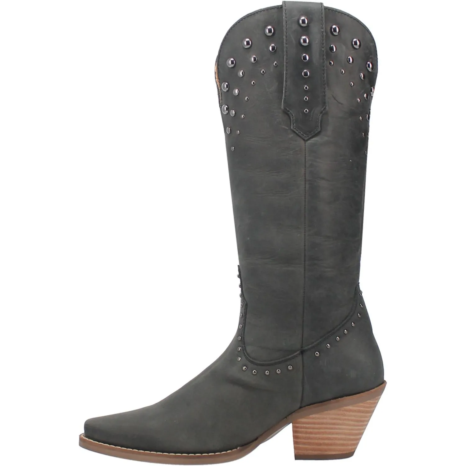 Talkin' Rodeo Black Distressed Leather Studded Boots (DS)