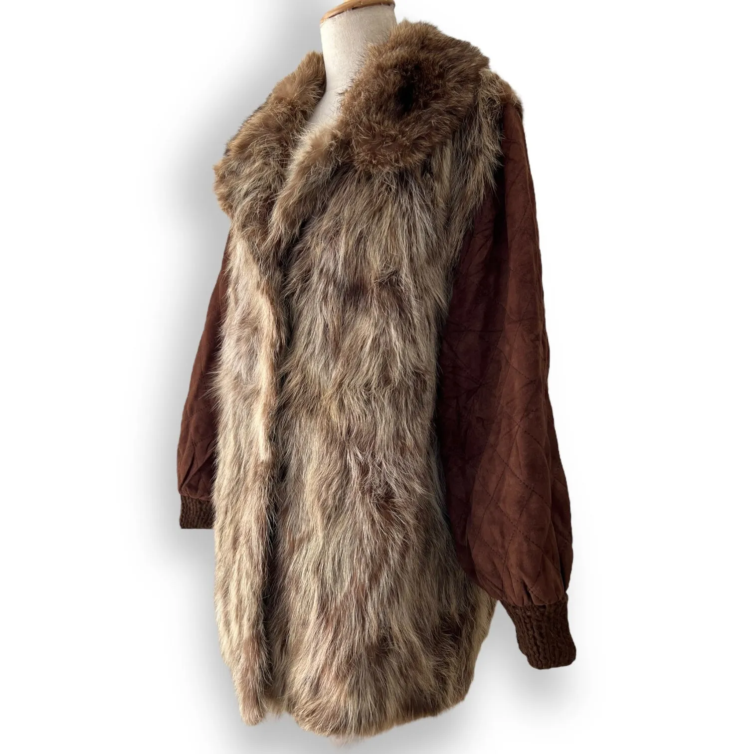 Vintage Fur Coat with Suede Sleeves