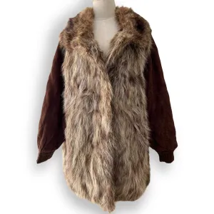 Vintage Fur Coat with Suede Sleeves