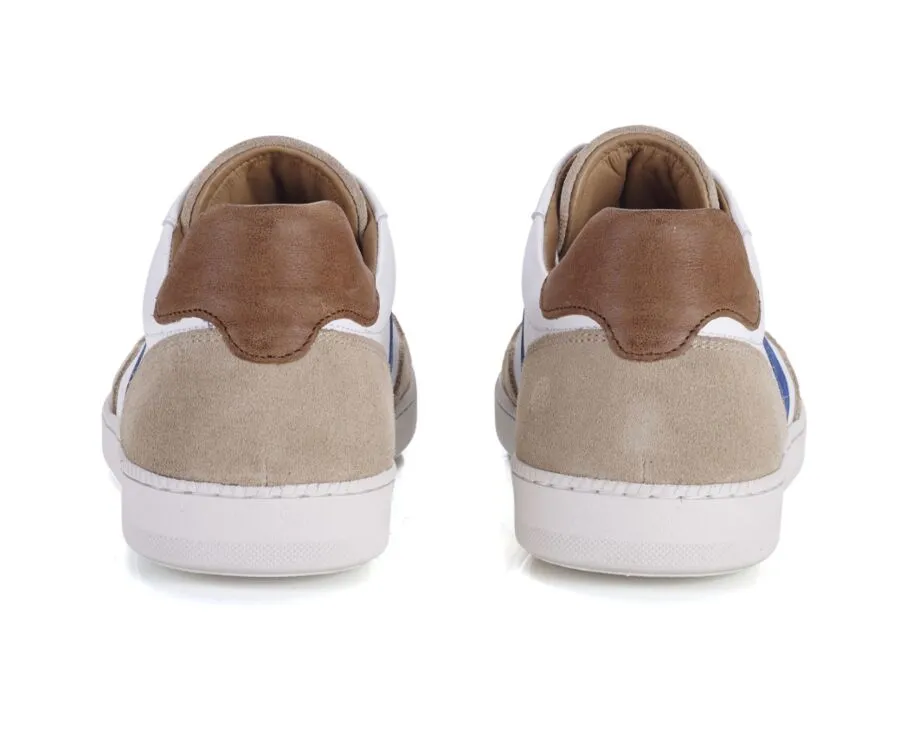 White beige and Blue Men&#039;s leather Trainers - BERRINGA