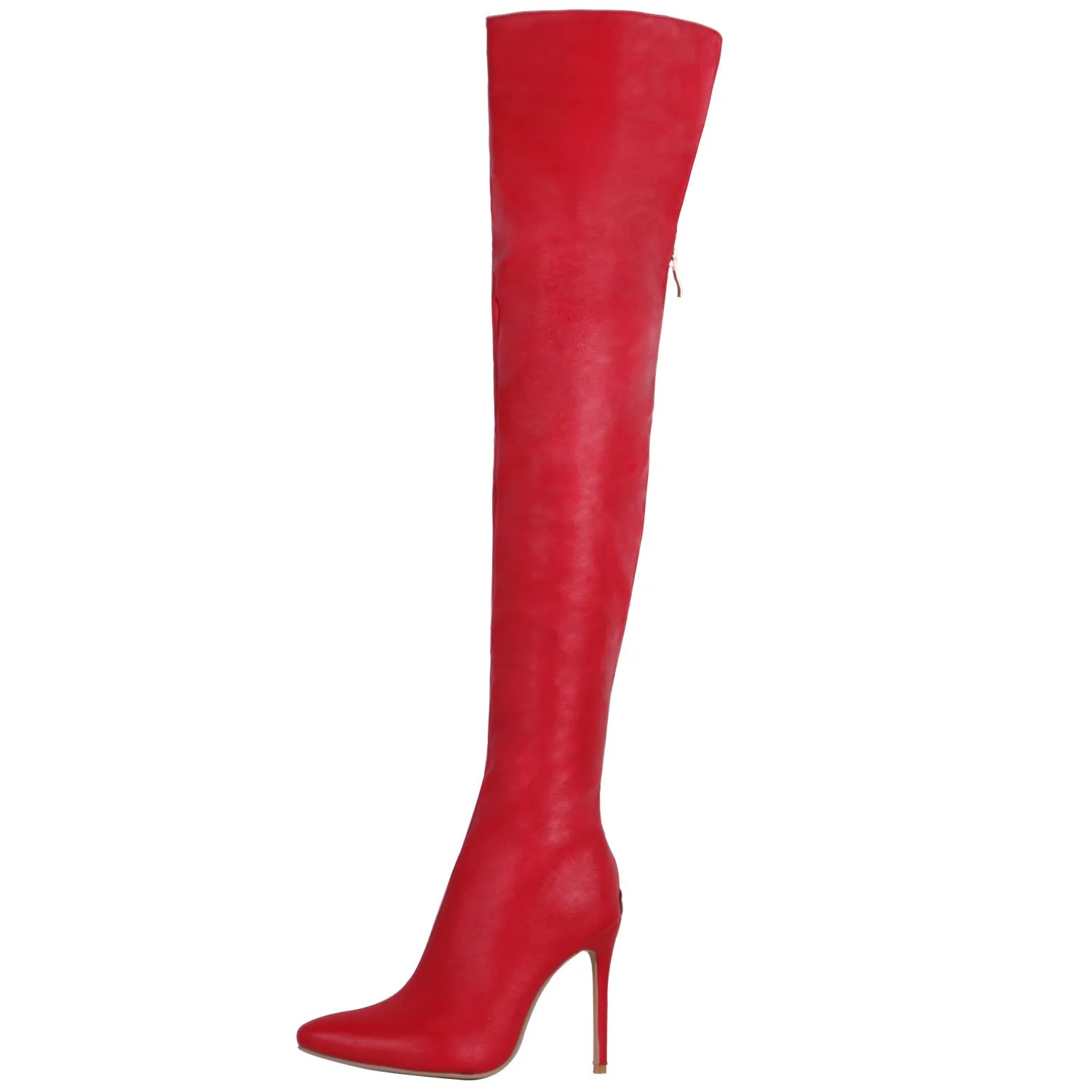 Women pointed toe stiletto heel back zipper solid color sexy over the knee boots