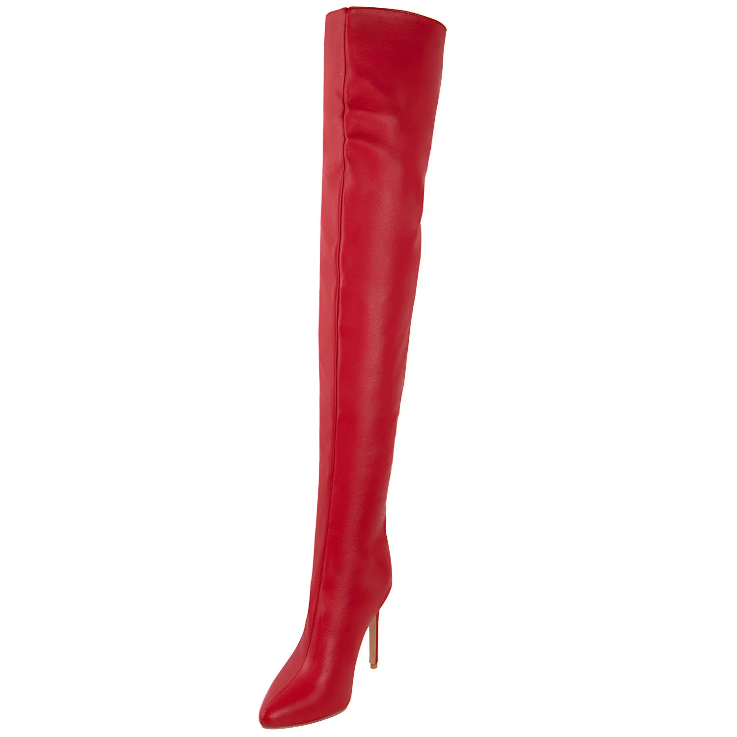 Women pointed toe stiletto heel back zipper solid color sexy over the knee boots