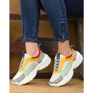 Women White Chloralosed PU Sneakers