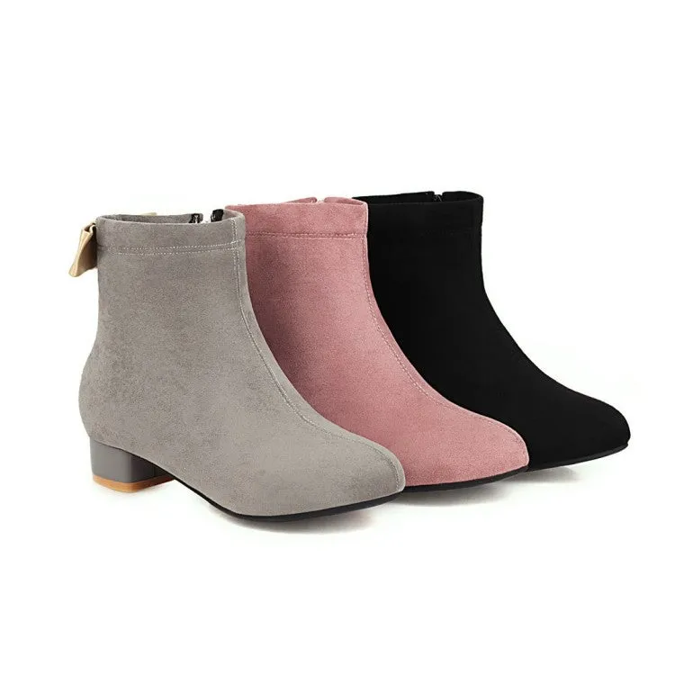 Women's  Back Bowtie Low Heel Short Boots