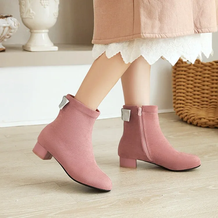 Women's  Back Bowtie Low Heel Short Boots