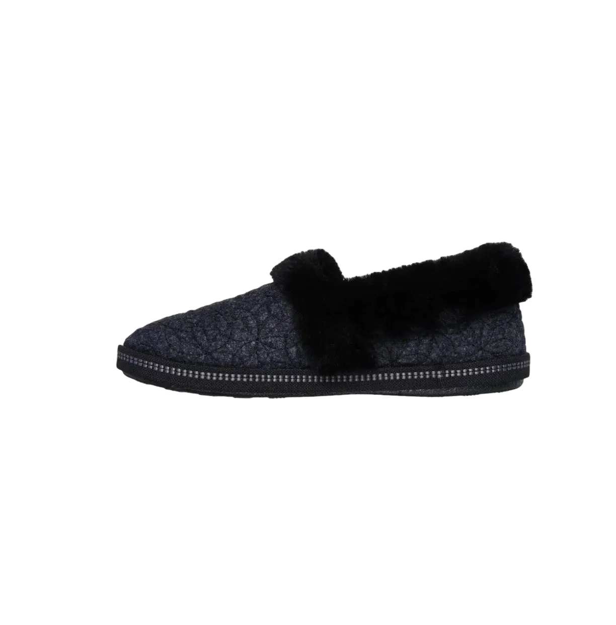 Womens Skechers Cozy Campfire - Bright Blossom Black Comfy Slippers