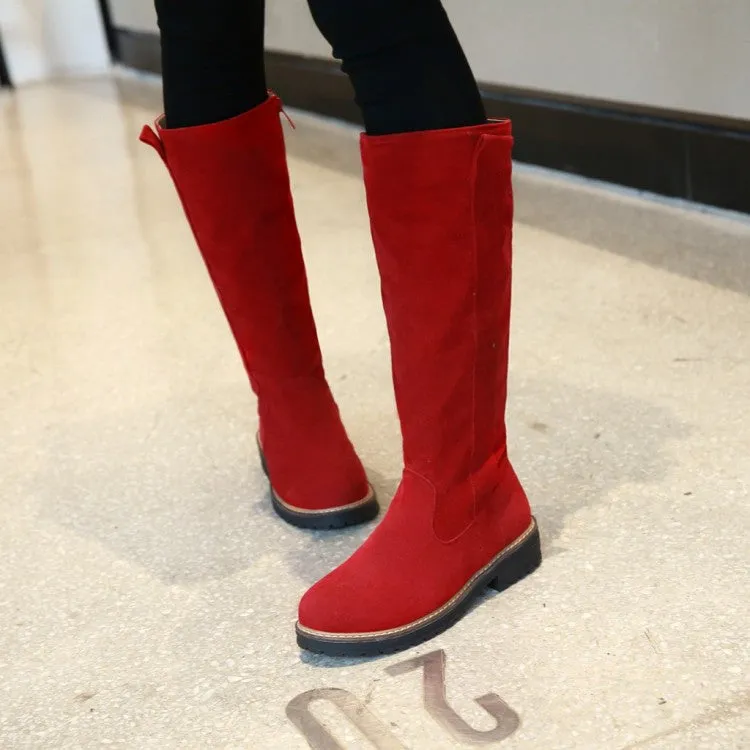 Womens' Suede Mid Heels Knee High Boots