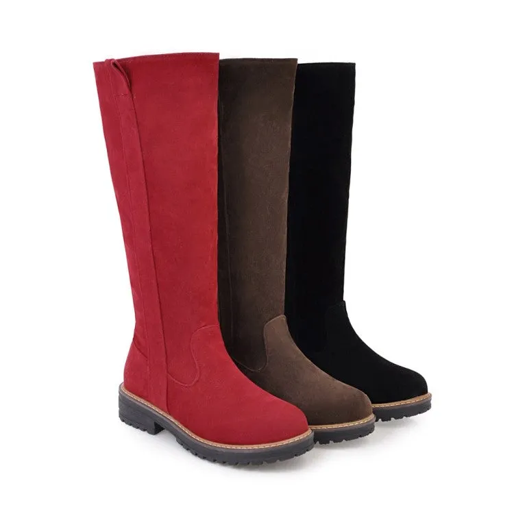 Womens' Suede Mid Heels Knee High Boots