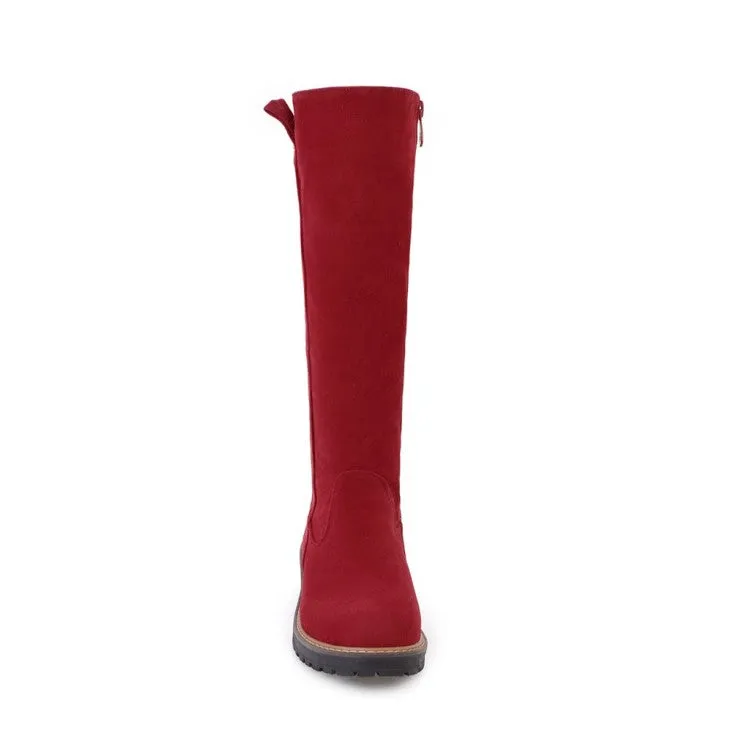 Womens' Suede Mid Heels Knee High Boots